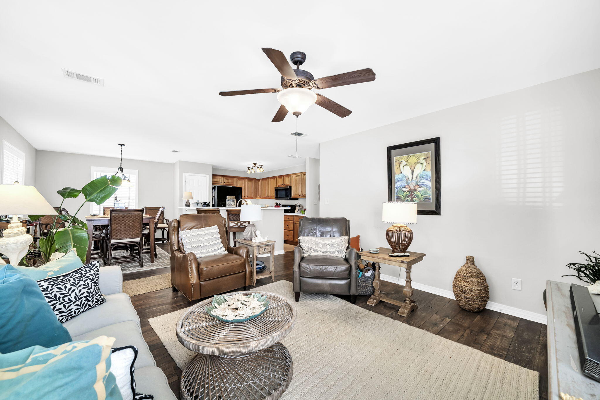 386 Hunters Road Santa Rosa Beach, FL 32459 - Photo 13 of 35 a living room with furniture or couch and a ceiling fan