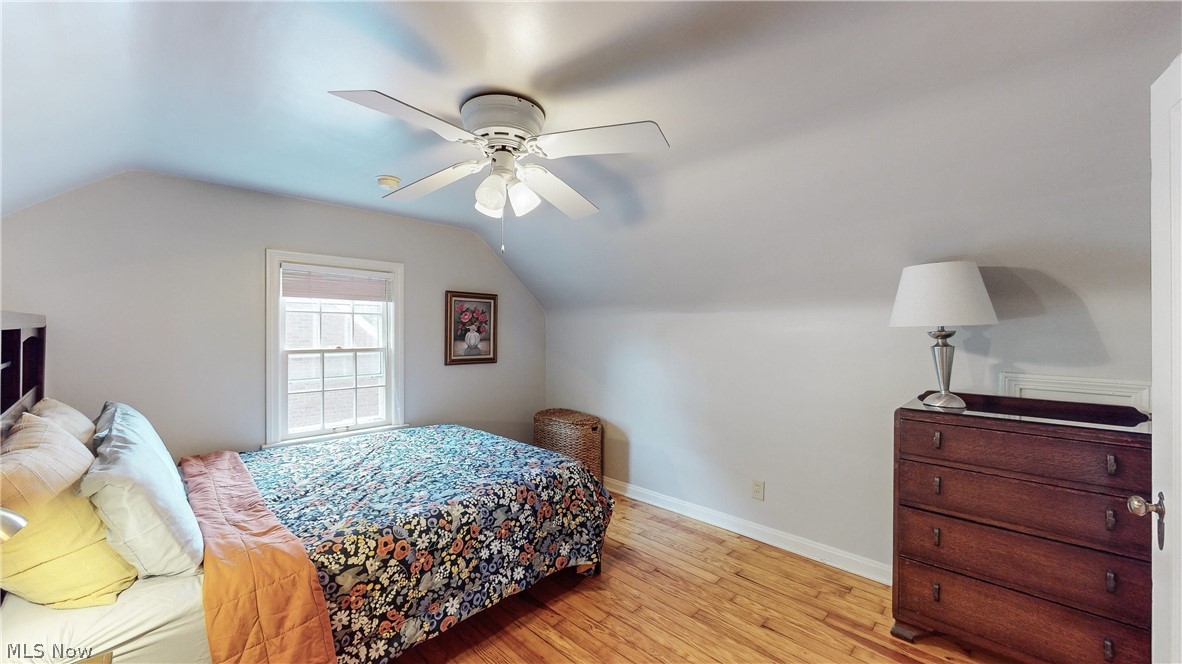 3658 Traver Road Shaker Heights, OH 44122 - Photo 24 of 33 Bedroom with vaulted ceiling, ceiling fan, and light hardwood / wood-style flooring