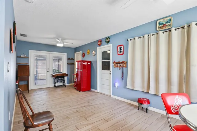 a view of a room with gym equipment