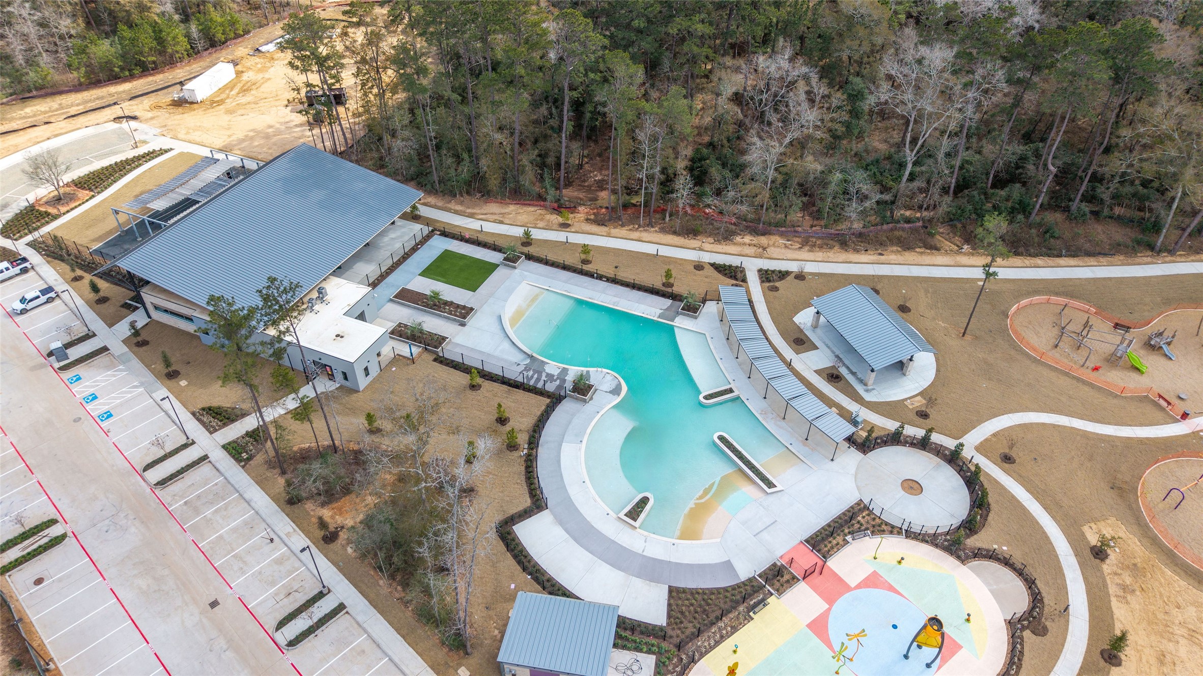 15208 Tree Swallow Court Magnolia, TX 77354 - Photo 49 of 50 an aerial view of a house with garden space and swimming pool