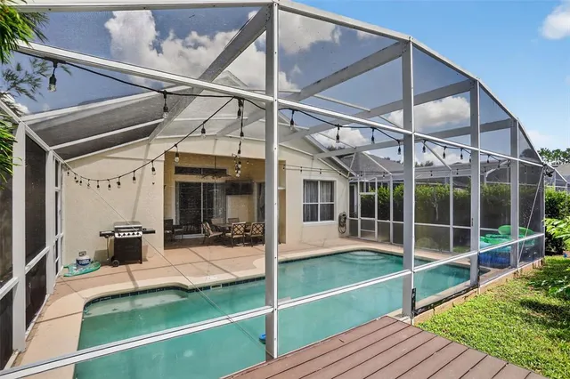 a view of pool with a back yard