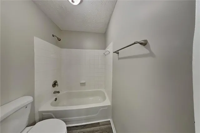 a bathroom with a toilet and a bathtub