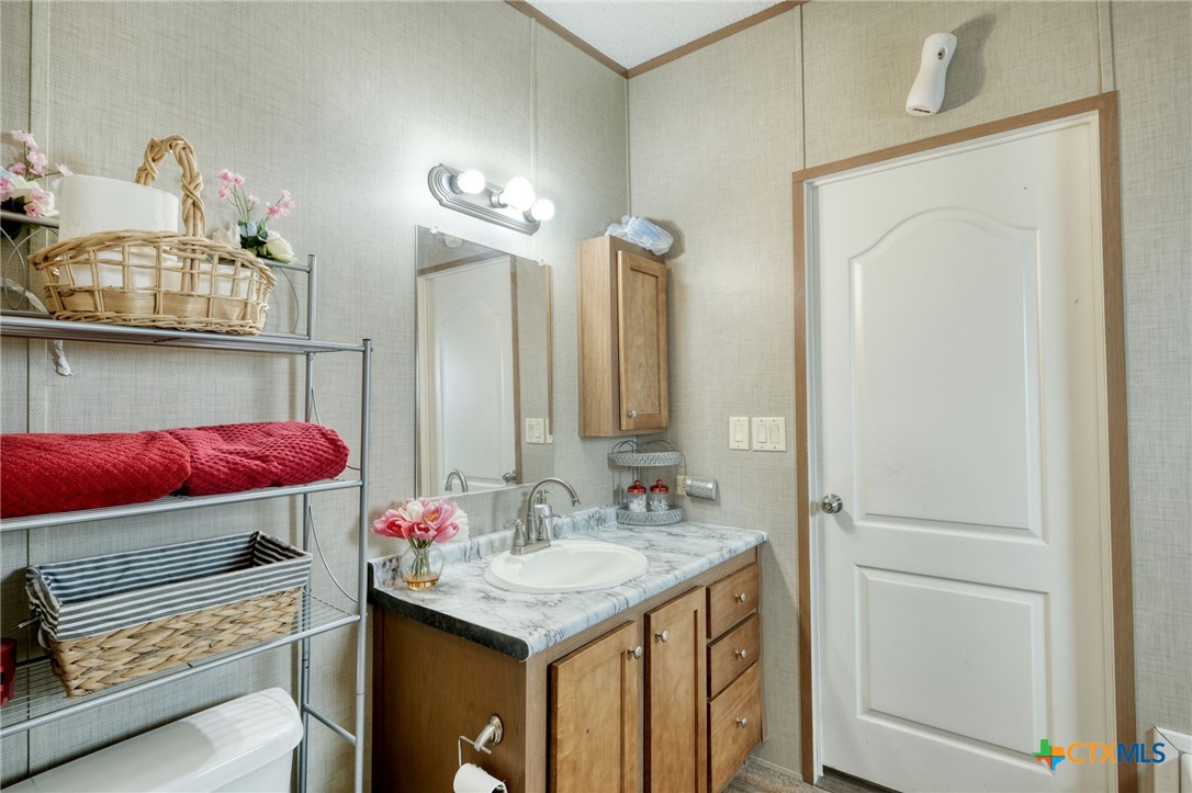 181 Pasadera Drive Elgin, TX 78621 - Photo 17 of 33 a bathroom with a sink and a mirror