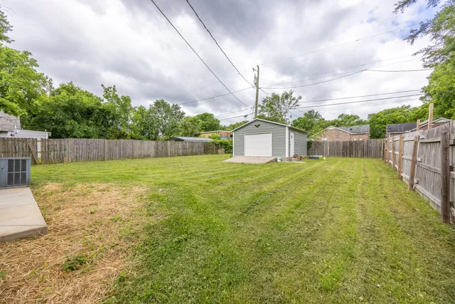 a view of a backyard with a garden and plants