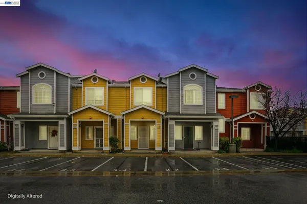 a front view of residential houses