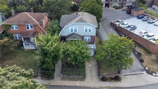 an aerial view of a house