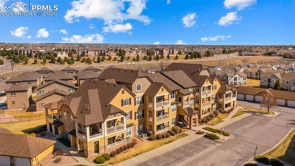 an aerial view of a building
