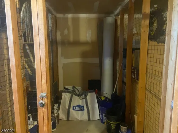 a bathroom with a shower and a mirror