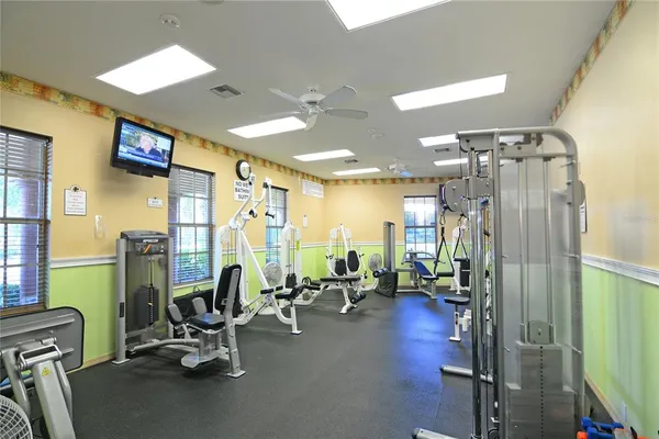 a view of a room with gym equipment