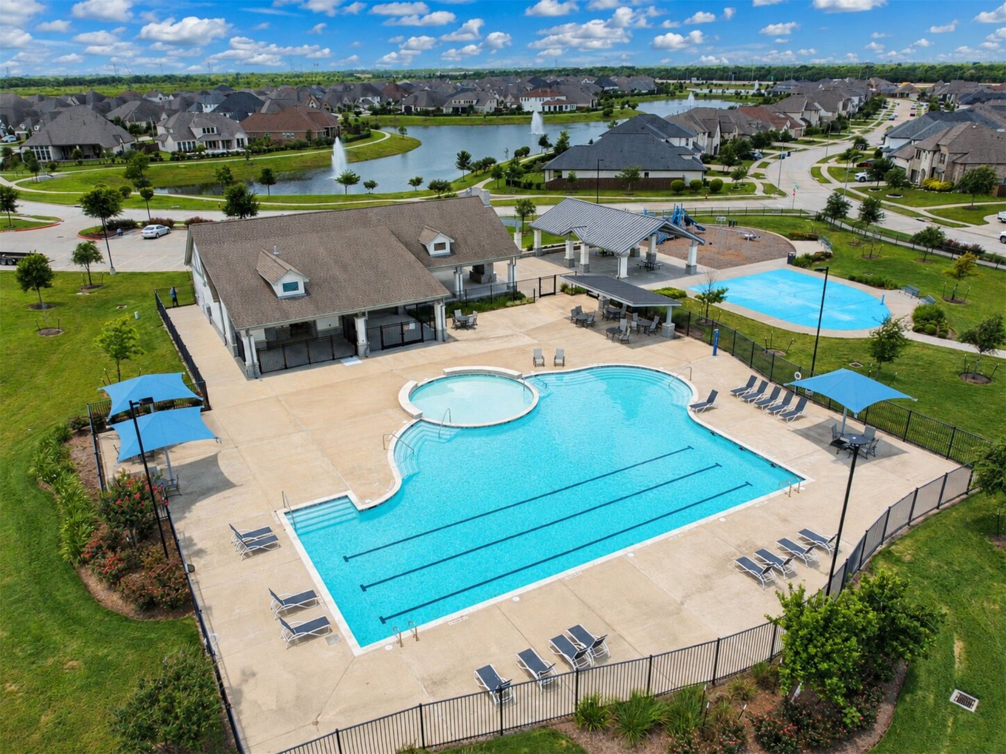4343 Martin Ridge Drive Manvel, TX 77578 - Photo 50 of 50 an aerial view of a house with a yard lake view and mountain view
