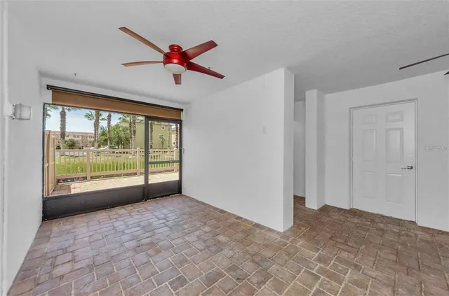 a view of a bench in the garden