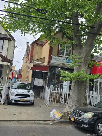 a car parked in front of a house