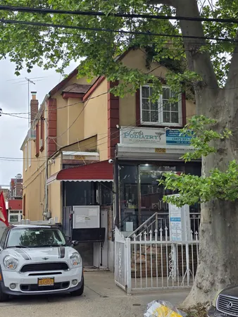 a car parked in front of a building