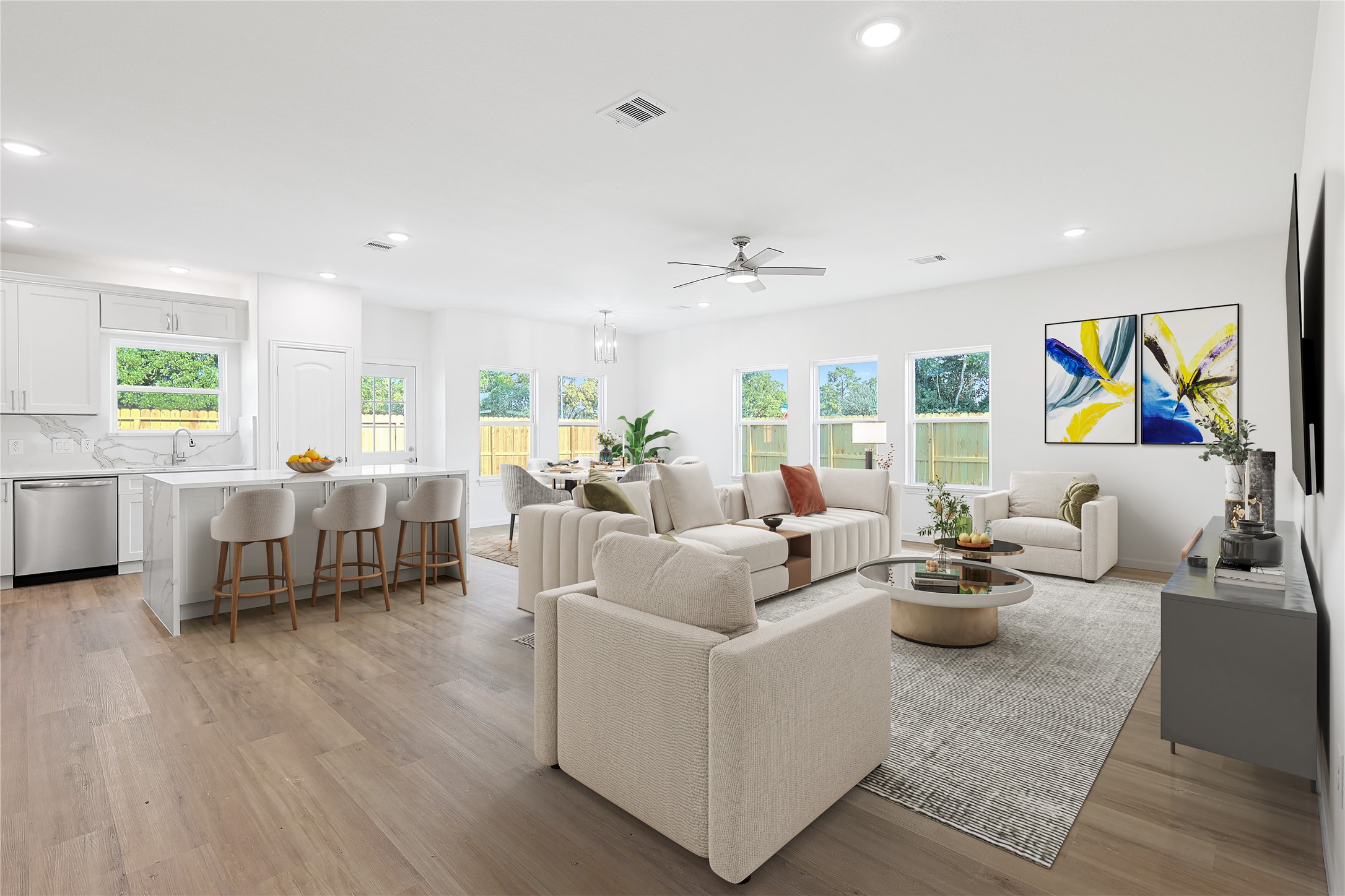 2317 Cedar Street Pearland, TX 77581 - Photo 9 of 33 a living room with furniture kitchen view and a large window