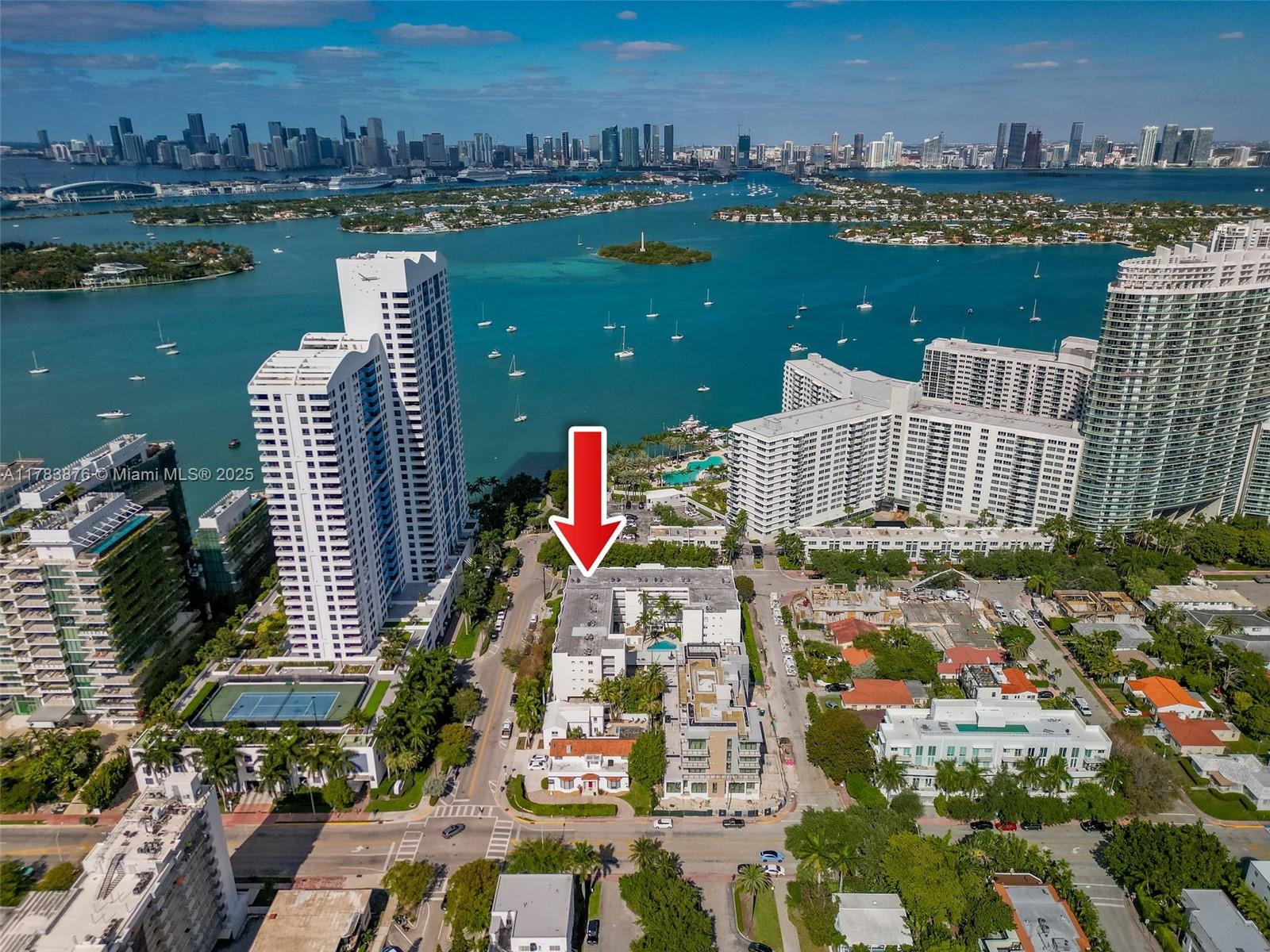 1401 Bay Road, Unit 506 Miami Beach, FL 33139 - Photo 25 of 28 an aerial view of a city with lake view