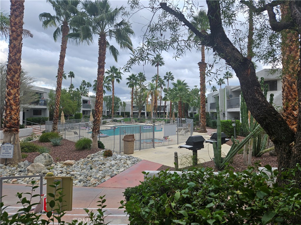 3155 Ramon Road, Unit 601 Palm Springs, CA 92264 - Photo 33 of 35 a garden view with a seating space