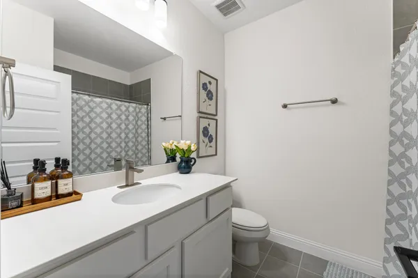 a bathroom with a sink toilet and mirror