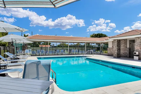 a view of a park with slide