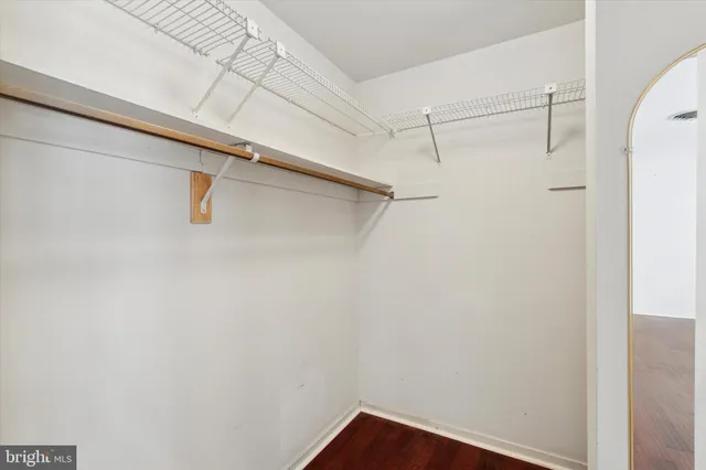 a view of a room with racks on the wall