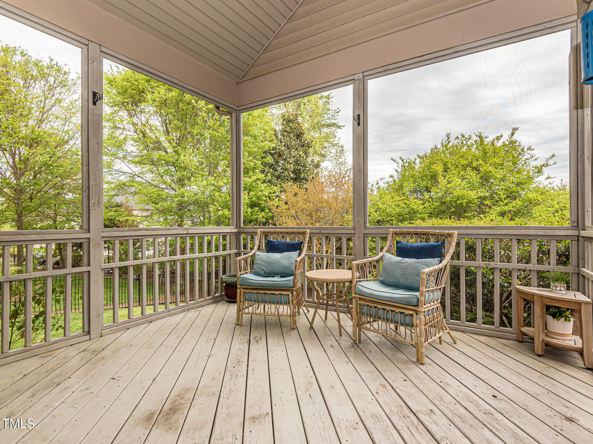 111 Gathering Place Durham, NC 27713 - Photo 39 of 44 a view of roof deck with wooden floor and outdoor seating