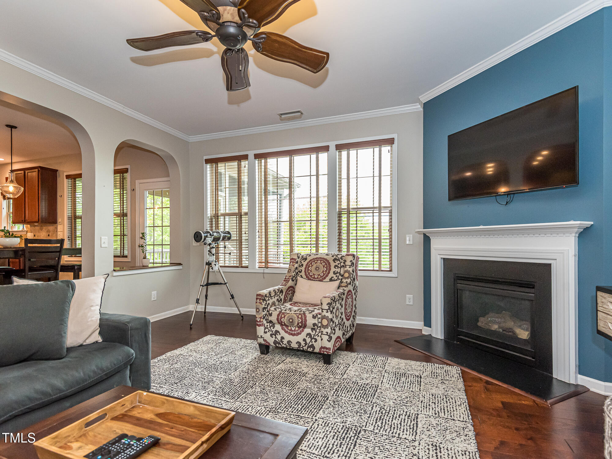 111 Gathering Place Durham, NC 27713 - Photo 9 of 44 a living room with furniture and a fireplace