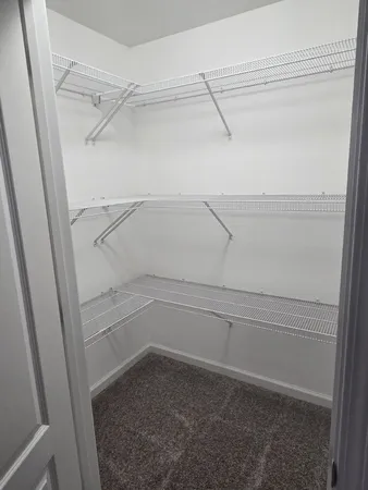 a view of an empty walk in closet
