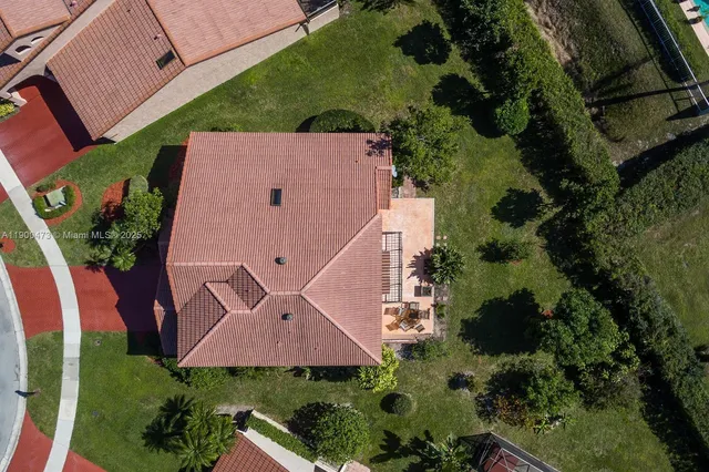 an aerial view of a house