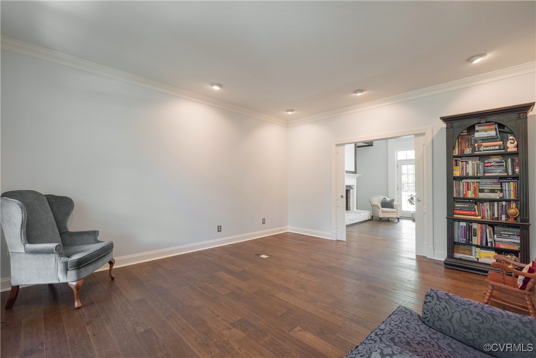 8907 First Branch Lane Chesterfield, VA 23838 - Photo 20 of 50 Library with wood finished floors, ornamental mold
