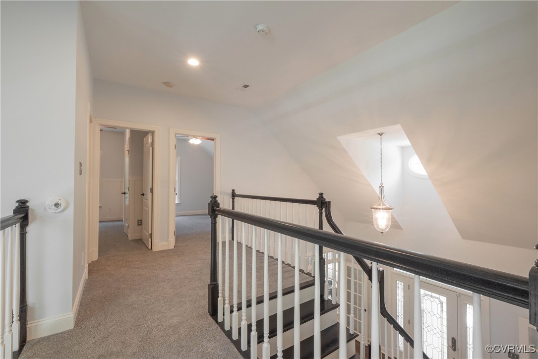 8907 First Branch Lane Chesterfield, VA 23838 - Photo 41 of 50 Hall featuring an upstairs landing, vaulted ceilin
