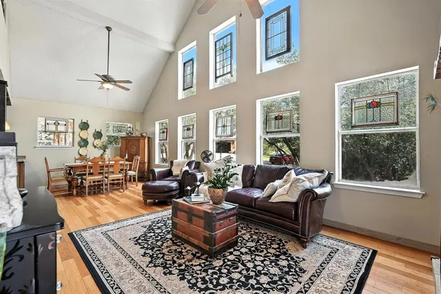 a living room with furniture