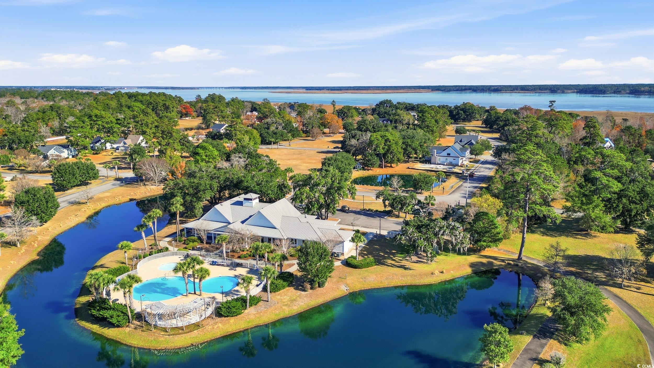 813 Commanders Island Road Georgetown, SC 29440 - Photo 38 of 39 Aerial view of a large body of water and a pool
