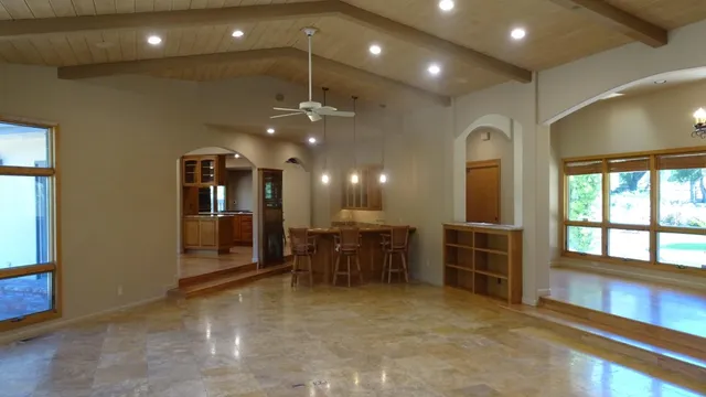 a view of a lobby with furniture