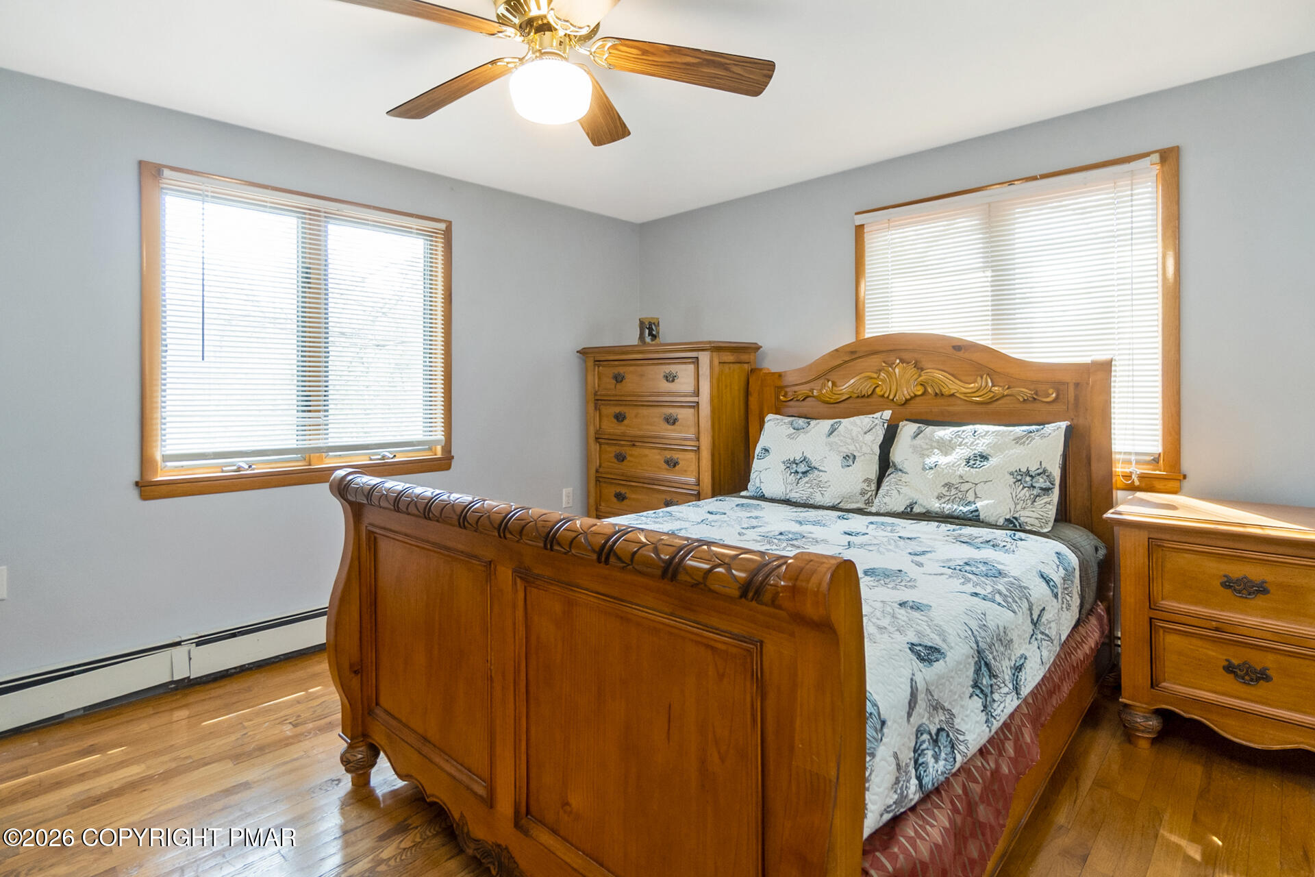 175 Winding Way Albrightsville, PA 18210 - Photo 20 of 54 a bedroom with a bed and wooden floor