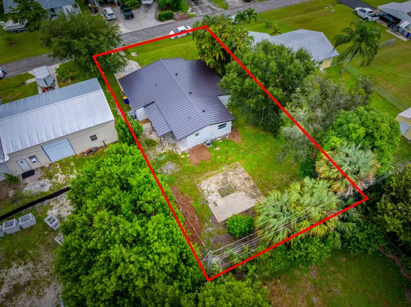 an aerial view of a house