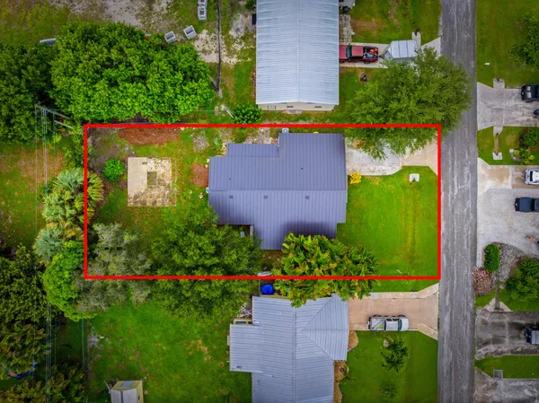 an aerial view of a house