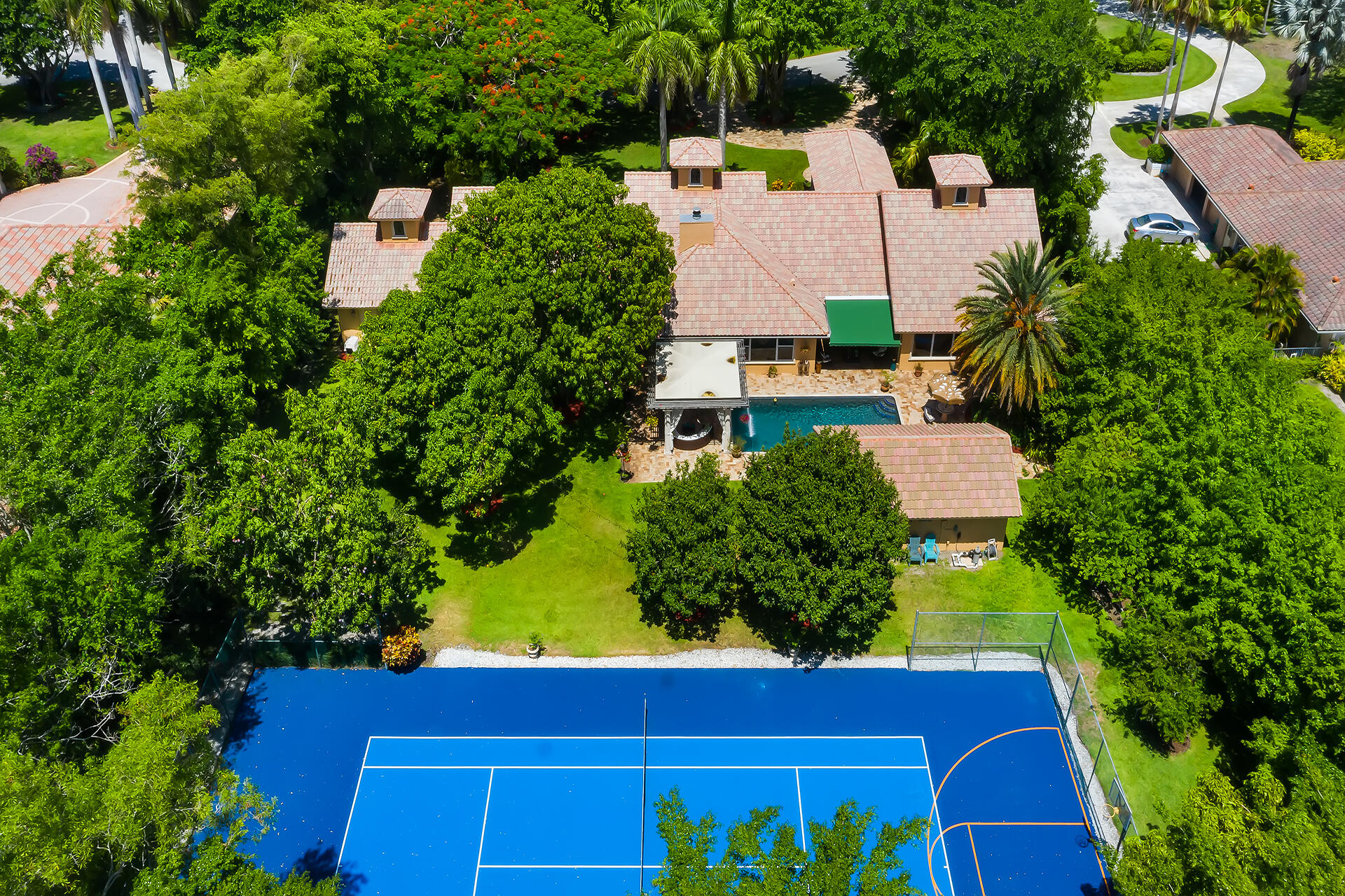 18262 Daybreak Drive Boca Raton, FL 33496 - Photo 2 of 53 Aerial View- Bacyard with tennis court