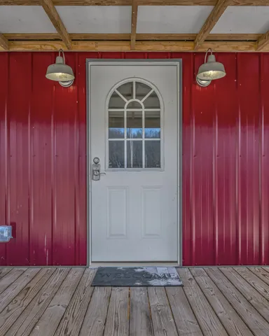a view of a wooden door