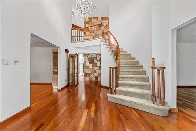 a view of entryway with wooden floor