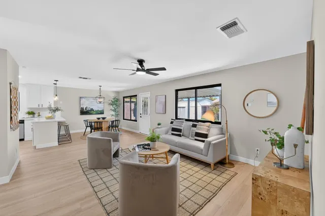 a living room with furniture