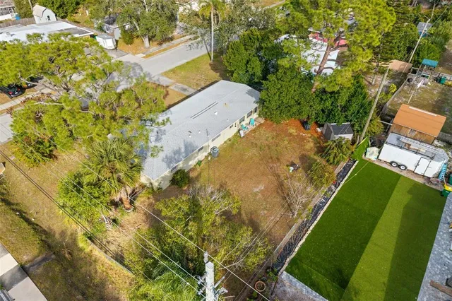 an aerial view of a house