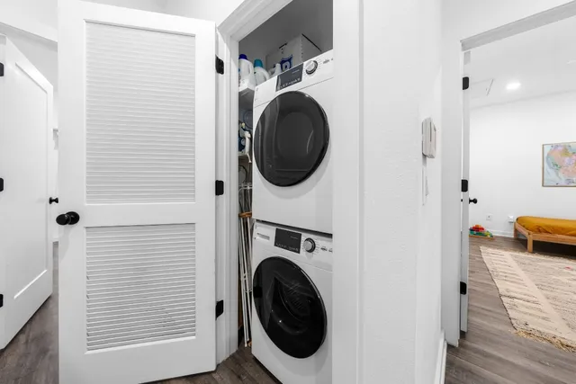 a bathroom with a shower and a toilet