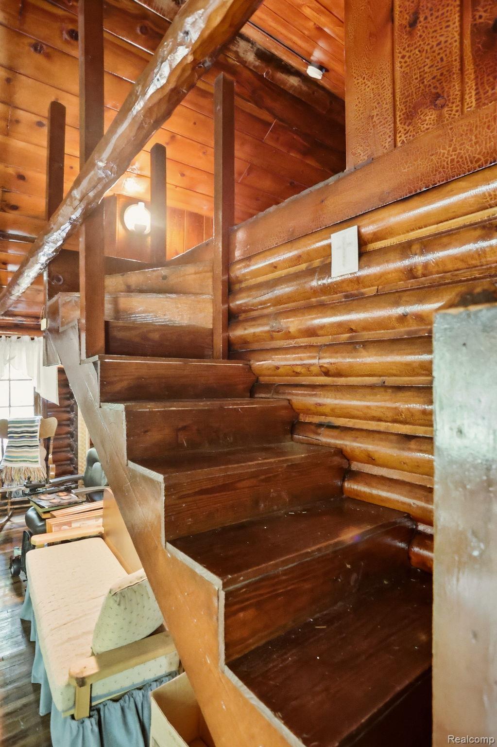 3814 South Towerline Road Bridgeport, MI 48722 - Photo 29 of 52 Crafted wood staircase with solid wood treads and railings