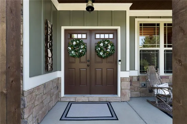 a view of a entryway door front of house