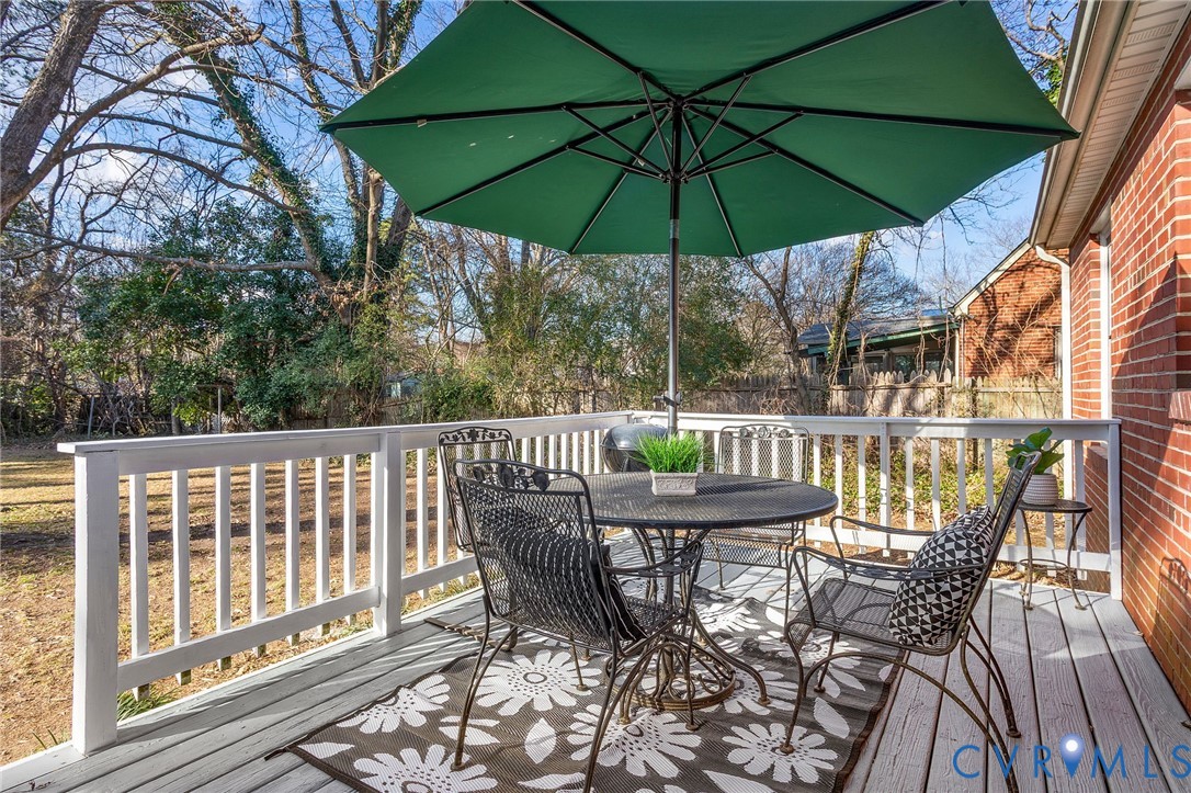 6020 Bonneau Road Richmond, VA 23227 - Photo 25 of 36 a view of balcony with outdoor seating and wooden floor