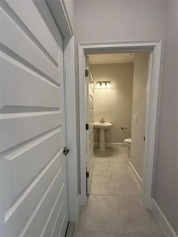 a view of a bathroom from a bathroom