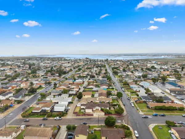 an aerial view of multiple house