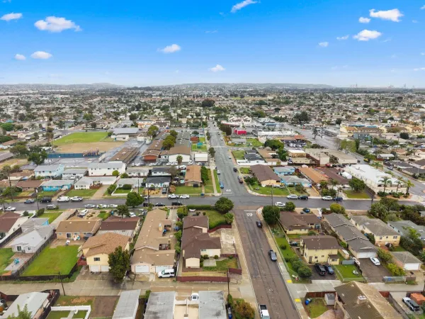 an aerial view of a city
