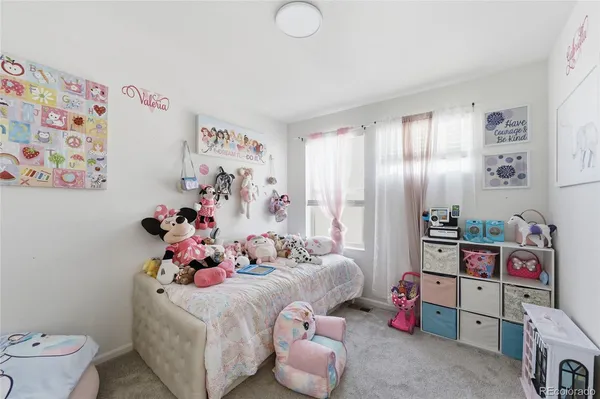 a bedroom with a bed and closet