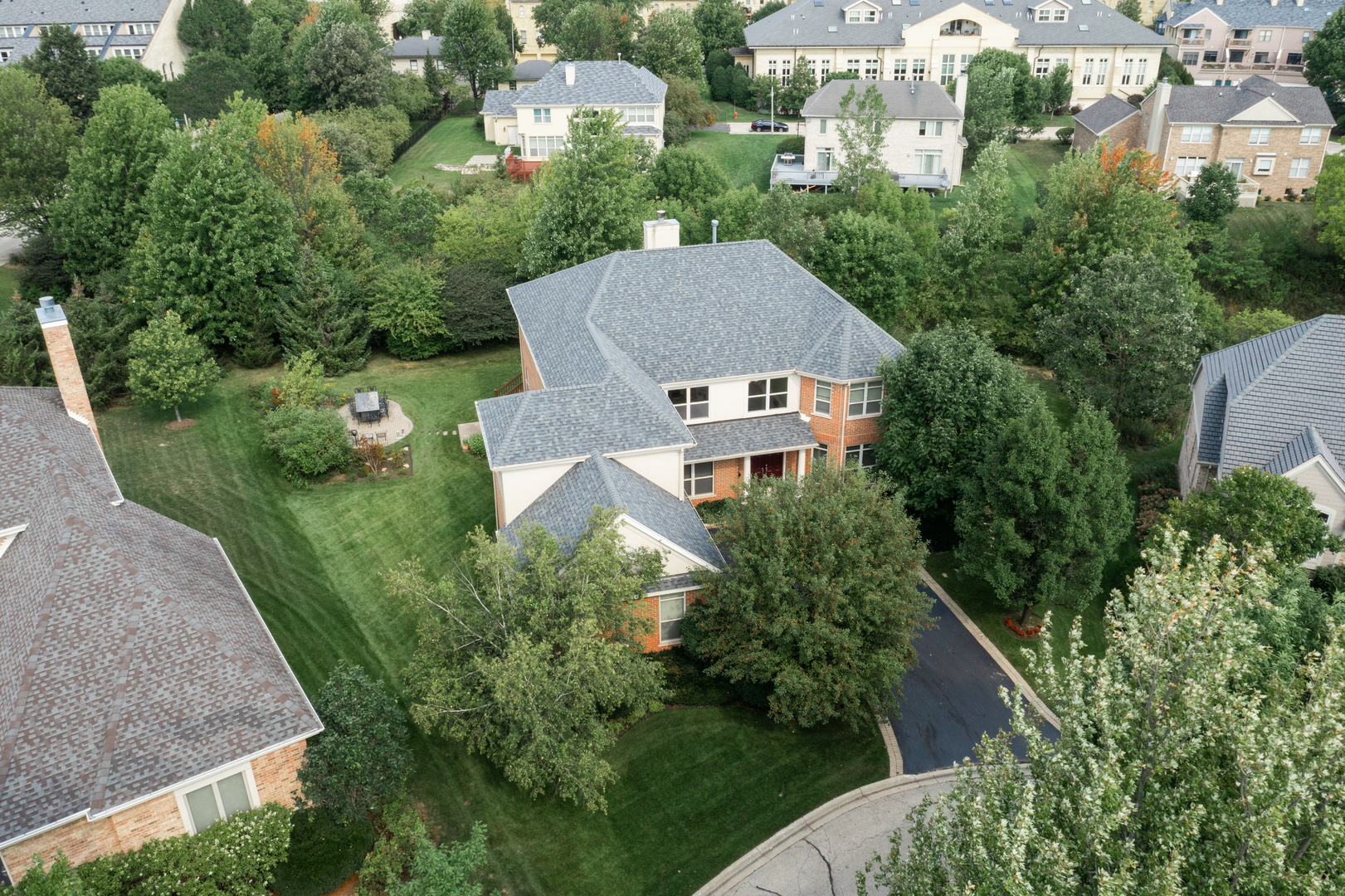 an aerial view of a house