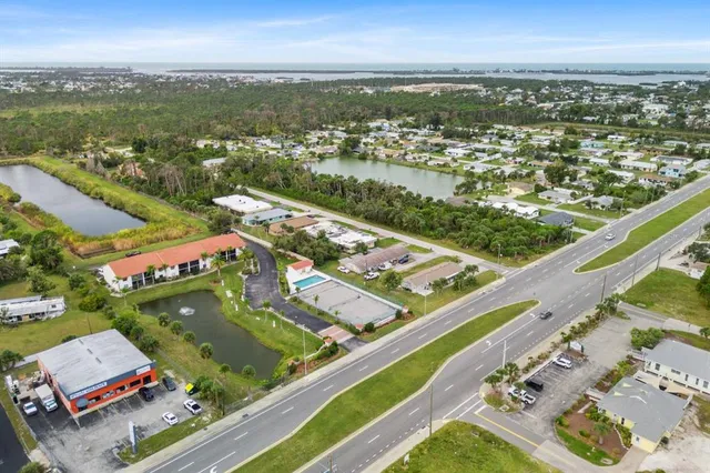 an aerial view of a city